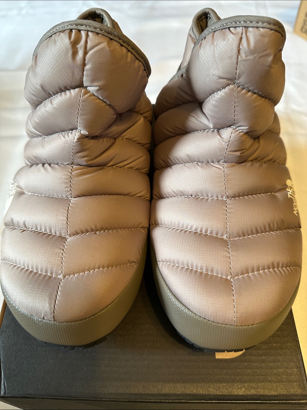 The North Face Quilted Thermoball Women's Slippers in Mocha.